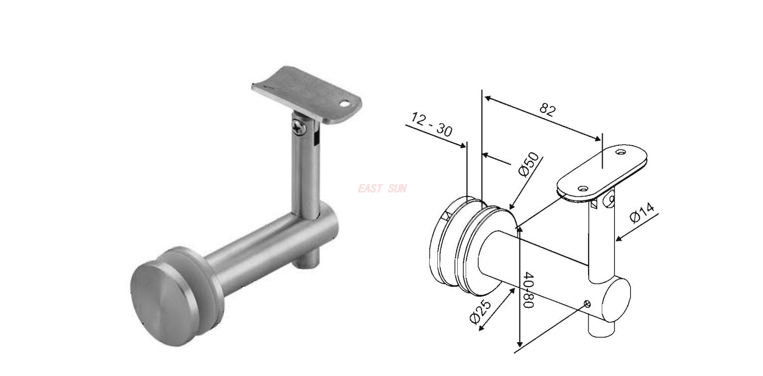 Edelstahl-Balustraden-Handlaufhalterung, Glashalterung, Treppenhandlaufhalterung