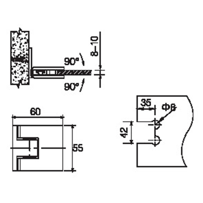 FSH-301-Faltbare Duschscharniere