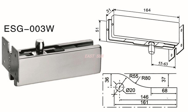 Dorma Patchbeschläge Drehtür ESG-003W