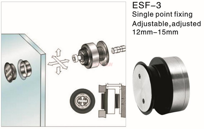 Abstandshalter für Glastrennwände, Glasverbinder, 12–15 mm