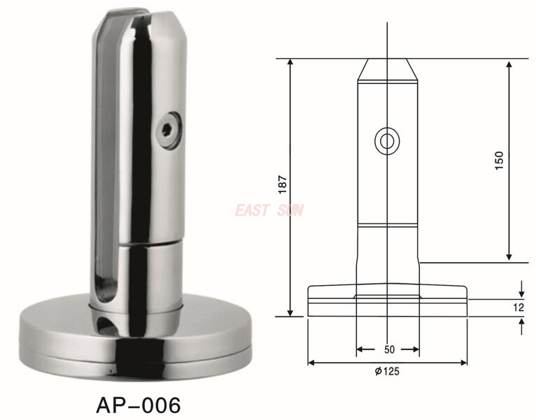 Spigot Duplex 2205 Verstellbarer Kanada-Glaszapfen zur Bodenmontage für Schwimmbadzäune AP-006