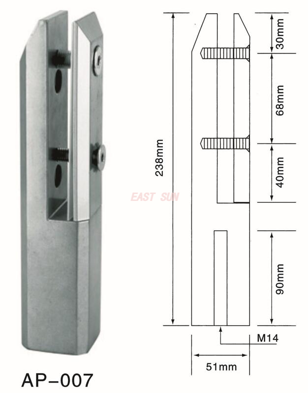 Spigot Duplex 2205 Verstellbarer Kanada-Glaszapfen zur Bodenmontage für Schwimmbadzäune AP-007