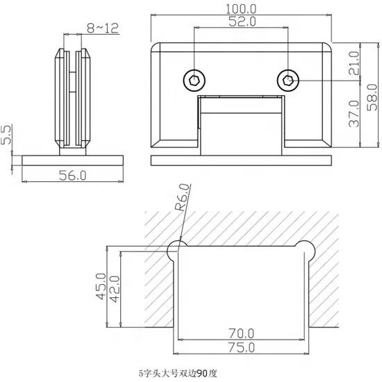 90-Grad-Wandmontage, vollständige Rückplatte, rahmenlose Duschtürscharniere, Glashalterung für 1/2″ – 3/8″ Glas