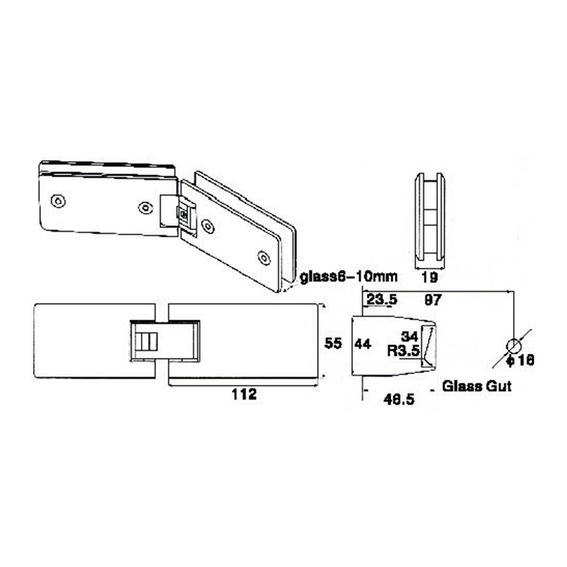 ASH-602-Verstellbare Duschscharniere