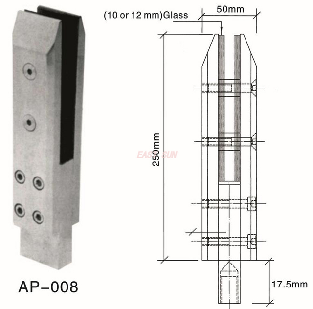 Spigot Duplex 2205 Verstellbarer Kanada-Glaszapfen zur Bodenmontage für Schwimmbadzäune AP-008