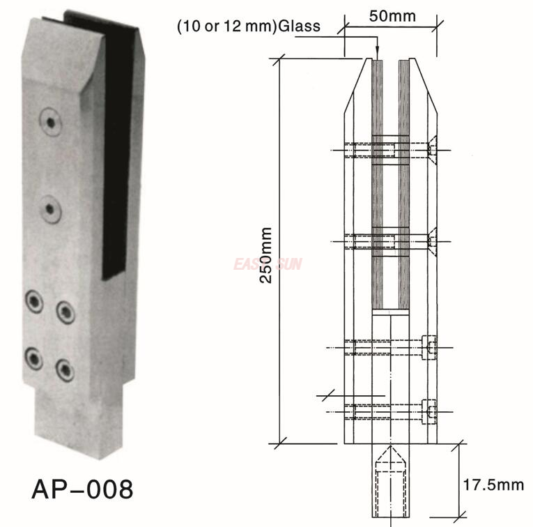 Spigot Duplex 2205 Verstellbarer Kanada-Glaszapfen zur Bodenmontage für Schwimmbadzäune AP-008