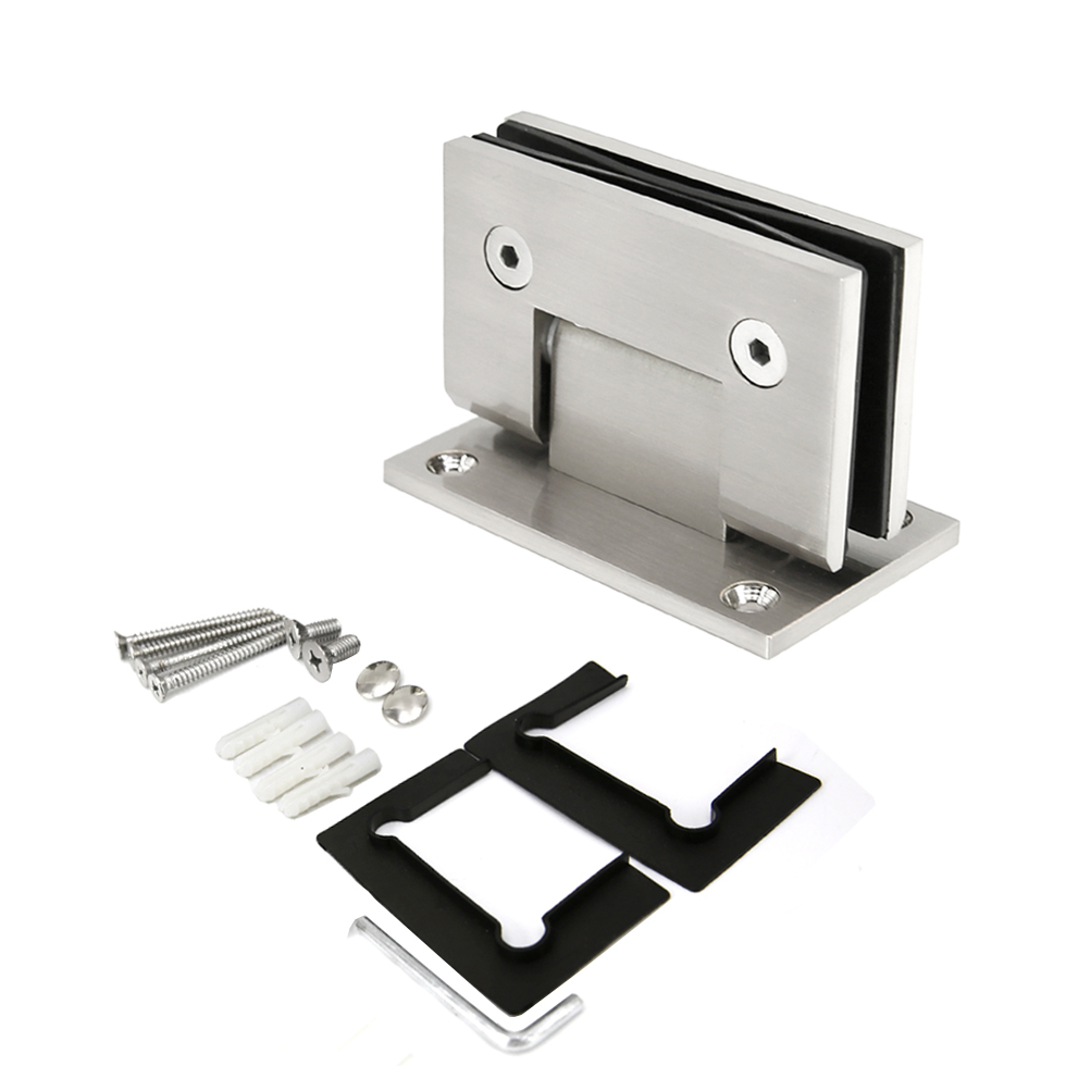 Gebürstetes 90-Grad-Wand-zu-Glas-Duschtürscharnier für 1/2″ – 3/8″ Glas 