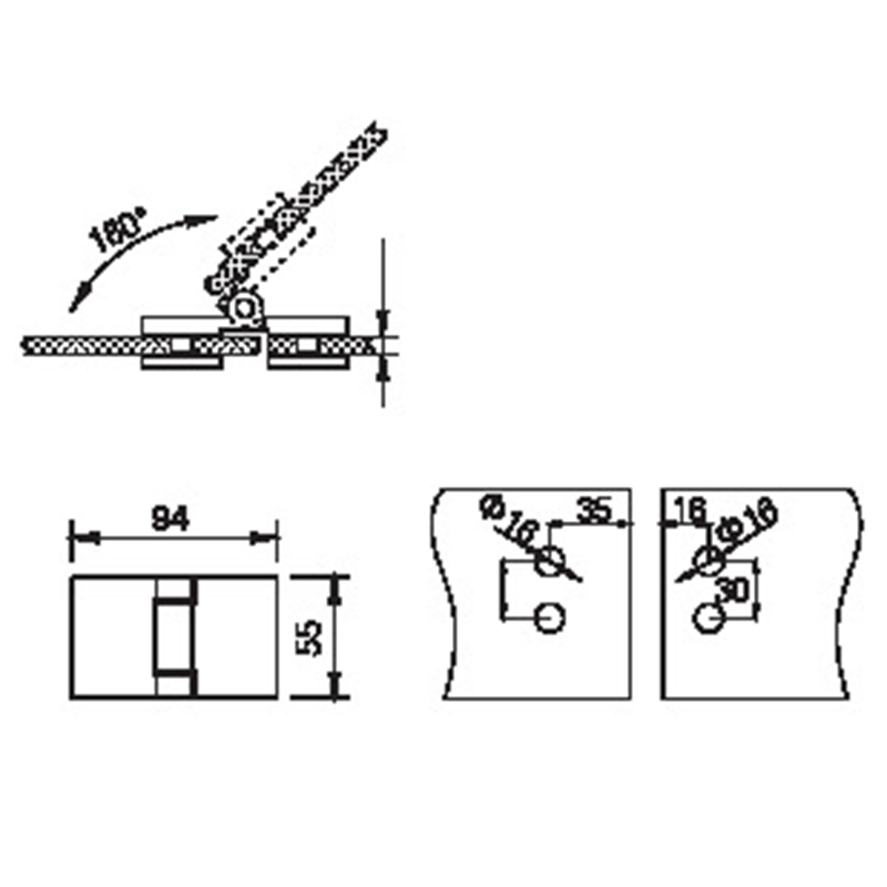 FSH-302-Faltbare Duschscharniere