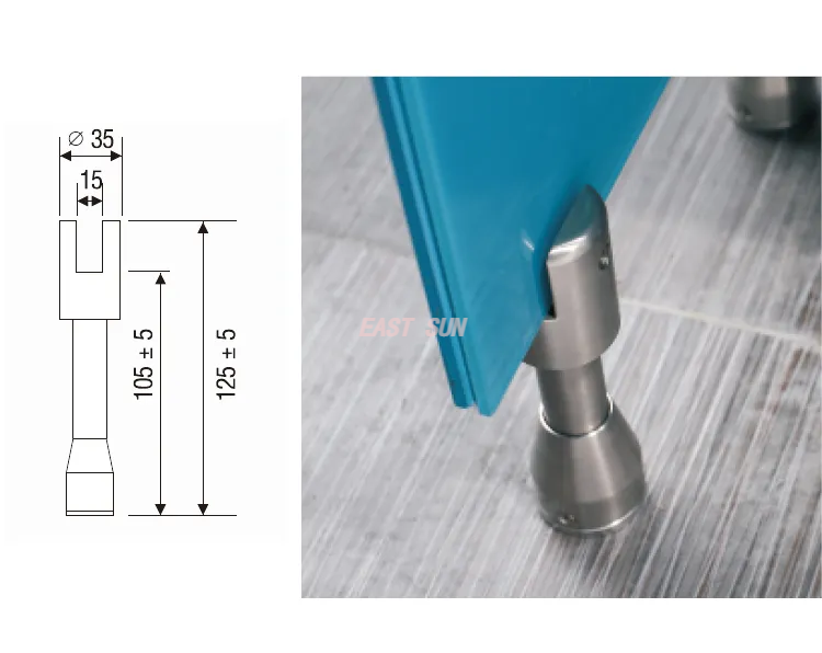 Toilettentrennwand aus Edelstahl, verstellbare Glastür, Stützbein, Hotel, Bürogebäude, Einkaufszentrum, Toilettentrennwand
