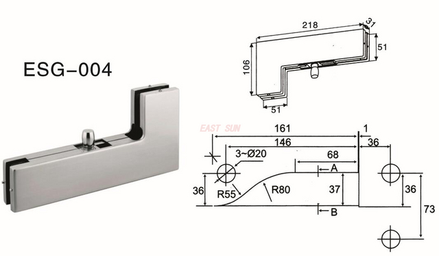 Dorma Patchbeschläge Drehtür ESG-004