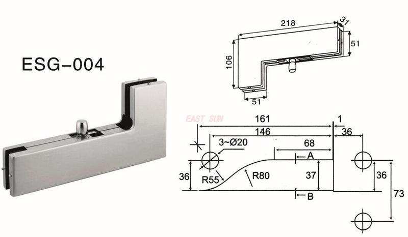Dorma Patchbeschläge Drehtür ESG-004