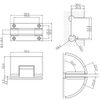 90-Grad-Chrom-H-Typ-Basis-Wand-zu-Glas-Duschtürscharnier für 1/2″ – 3/8″ Glas