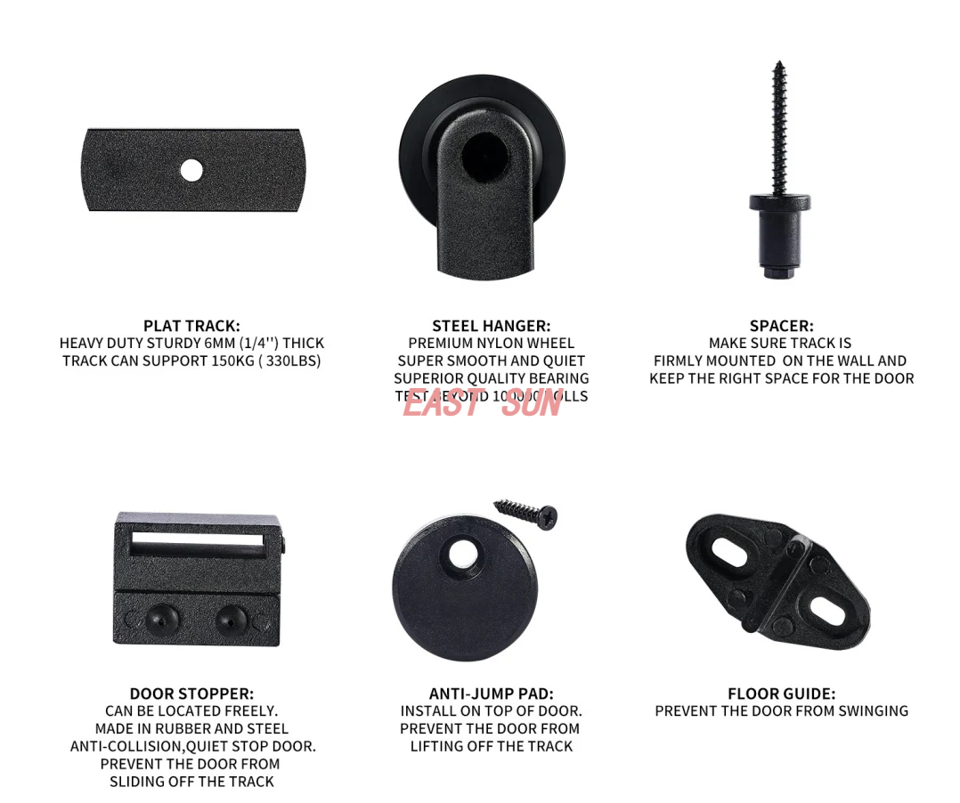Hardware-Kit für Scheunentore zur oberen Montage – T-förmige Designrolle 